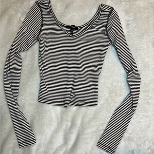 Black and White Striped Women's Top
